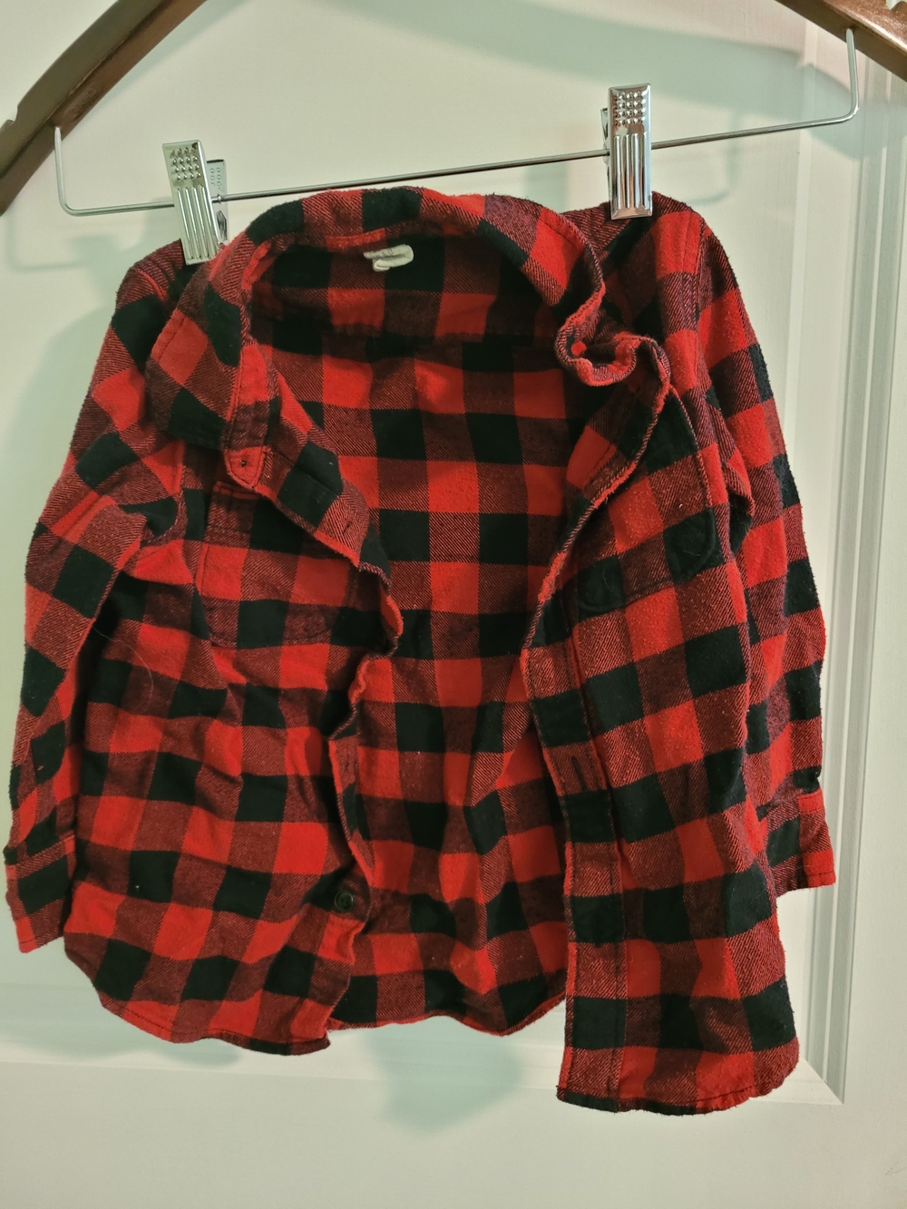 GAP Red and Black Buffalo Plaid Kids Flannel Shirt